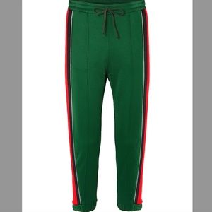 💚 GUCCI green stripe drawstring designer cropped sweatpants jogger sweats Small